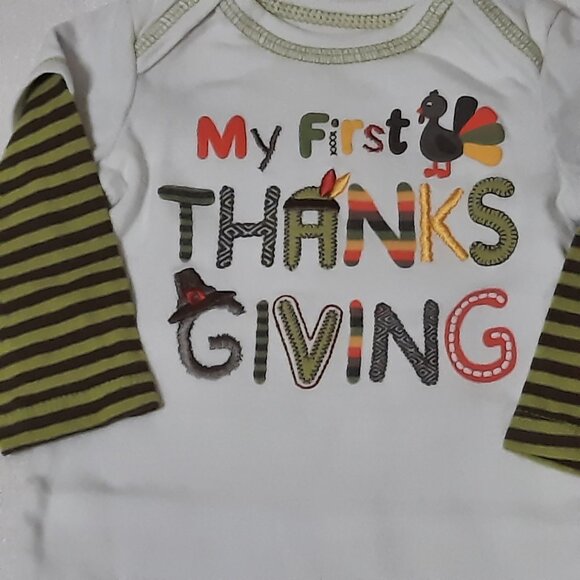 KOALA KIDS BABY THANKSGIVING ROMPER, First Thanksgiving Baby Outfit, Long Sleeve - Picture 2 of 7